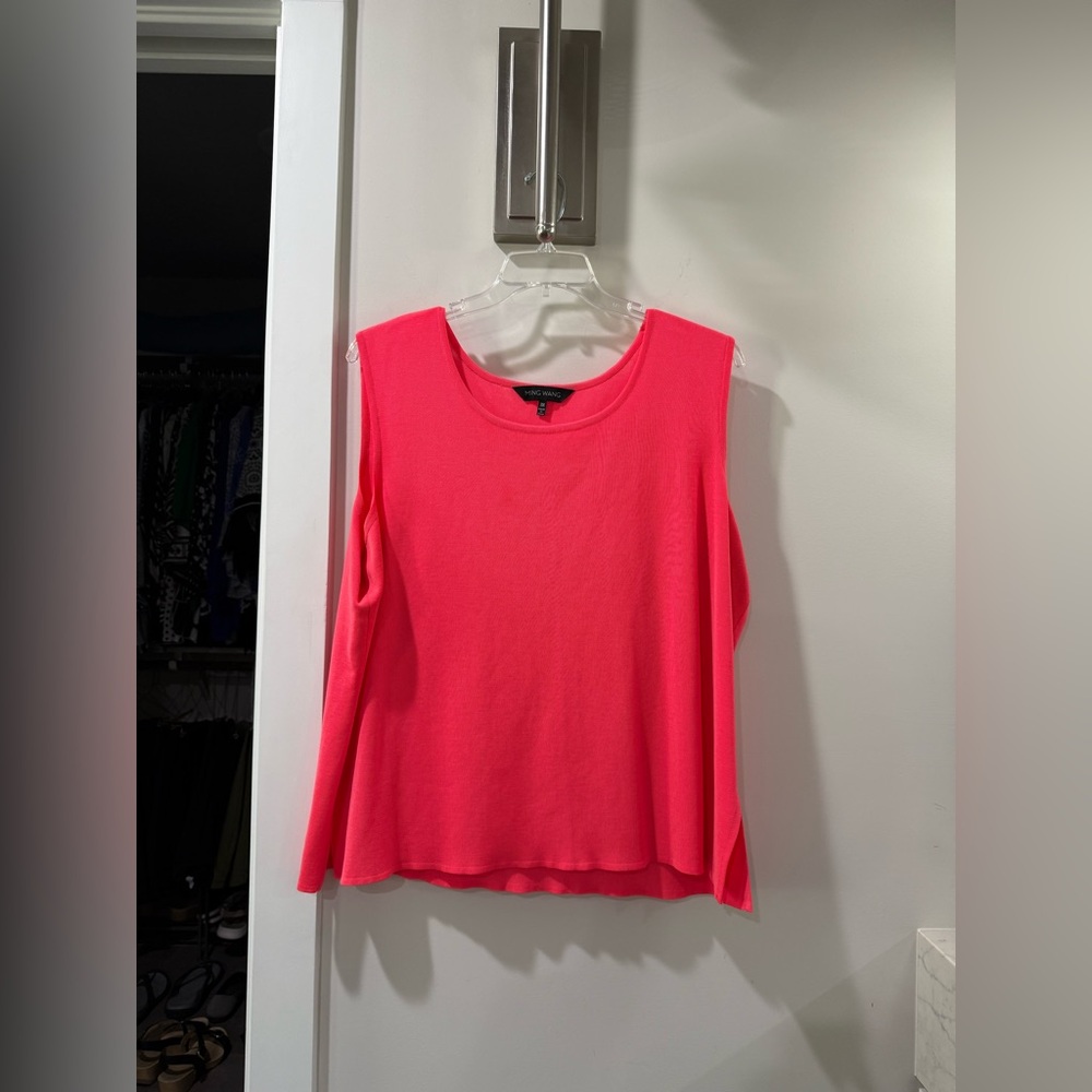Ming Wang Vibrant Coral Sleeveless Tank Top